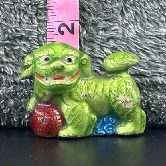 Chinese Cloisonné Enamel Miniature Foo Dog Brass Figurine ADORABLE - Picture 1 of 10